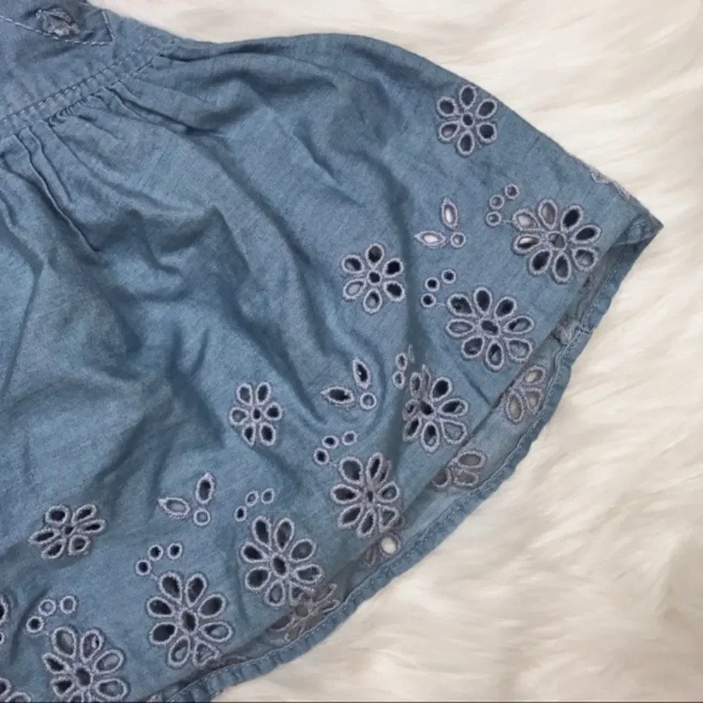 GAP Girls Chambray Eyelet Ruffle Top